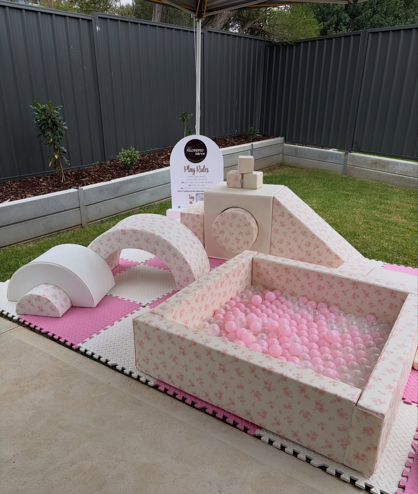 Pink Floral Collective soft play setup by KloudKoCollective