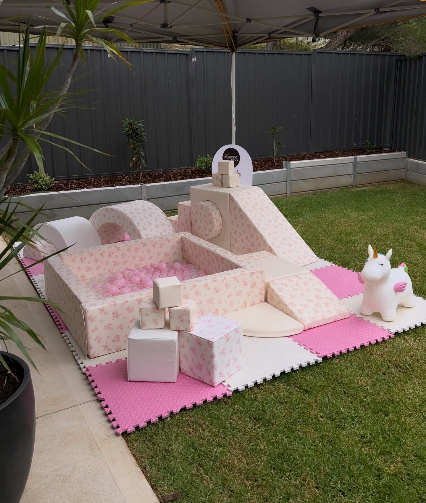 Lux Pink Floral Collective soft play setup by KloudKoCollective